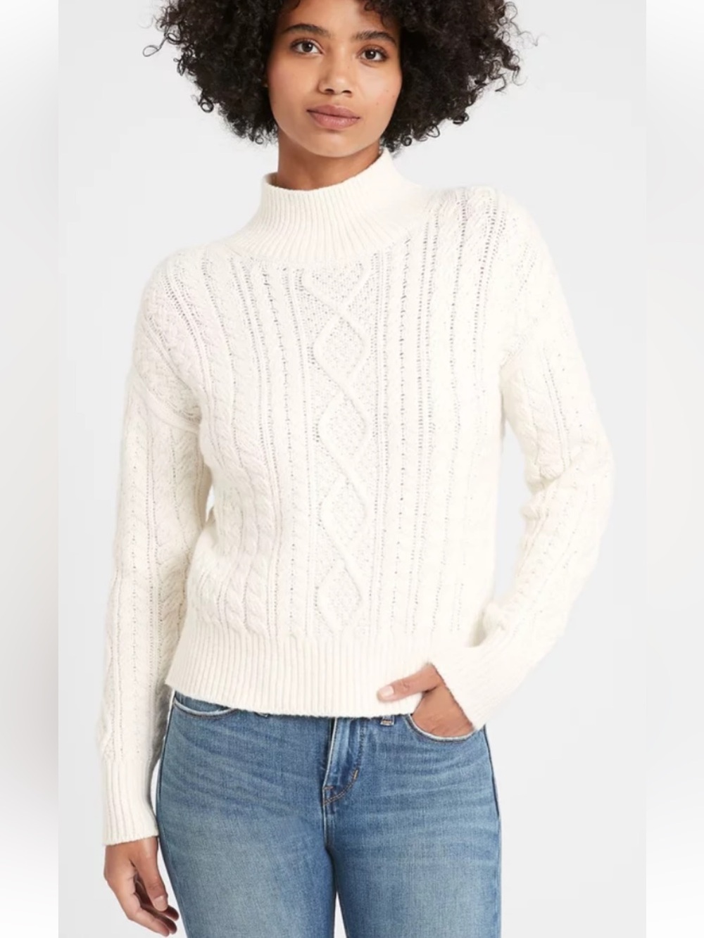 Banana Republic Women’s Cream Cable Knit  Sweater cotton wool XS